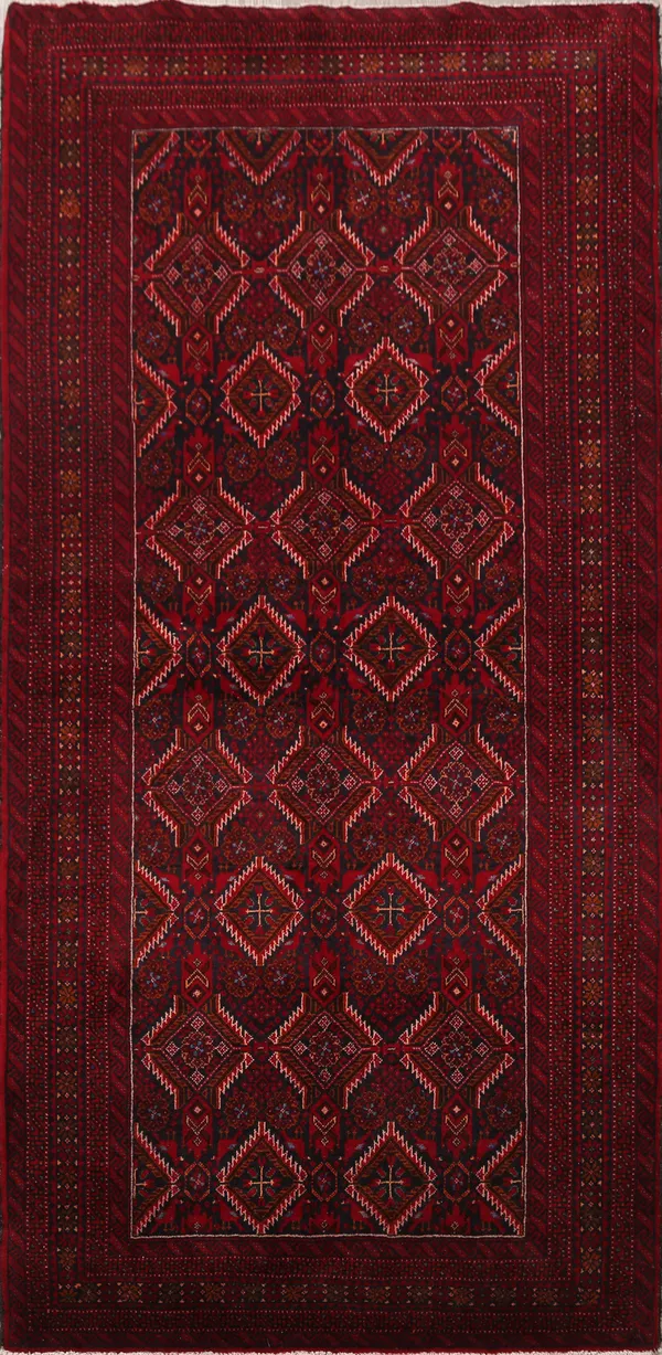 Tribal Geometric Oriental Balouch Afghan Area Rug Wool Handmade