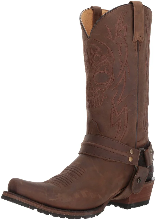 Roper Skull Embroidered Men's Brown Boots