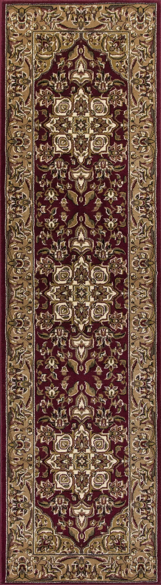 Kas Cambridge 7326 Kashan Medallion 2&2x22 x 7&11x22 Runner Red, Beige Area Rug