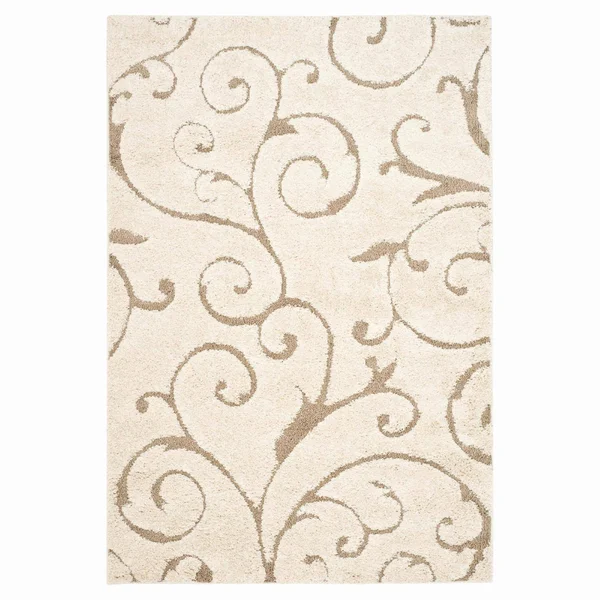 Safavieh Florida Shag Cream/Beige 8 ft. x 8 ft. Square Floral Area Rug
