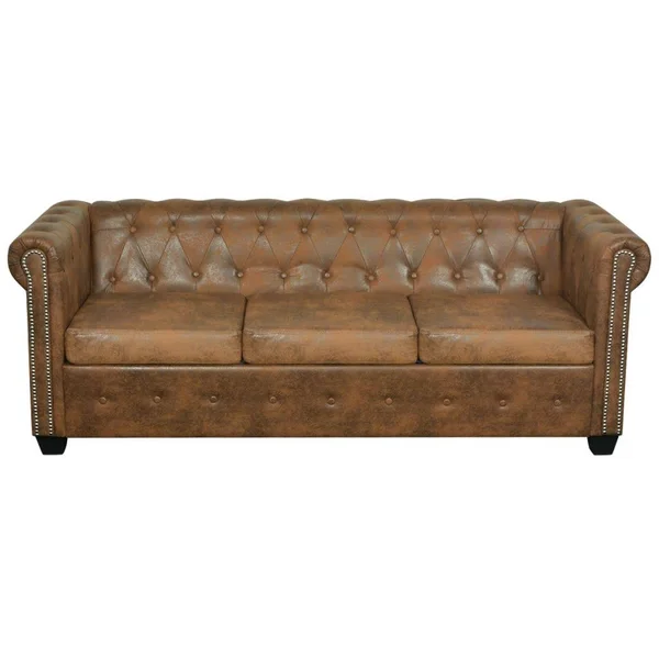 vidaXL Chesterfield Sofa 2-Seater Artificial Leather Brown