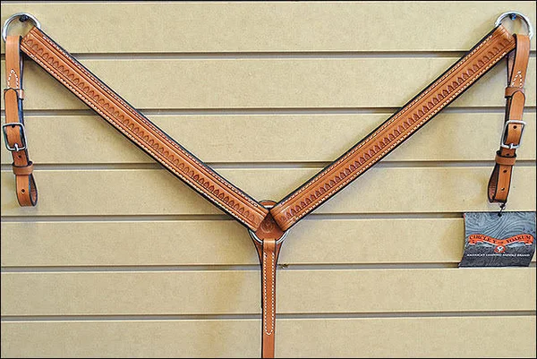 Circle Y Reg Oil 1 1/2 Shell Tooled Breast Collar