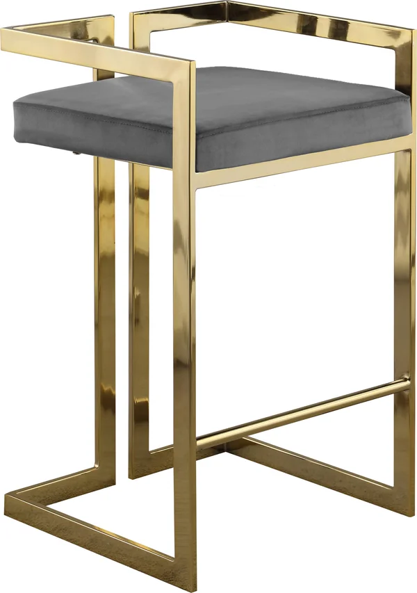 Ezra Grey Velvet Stool from Meridian Furniture