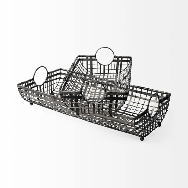 Mercana Kenneth Set of 2 Baskets Gray - Metal