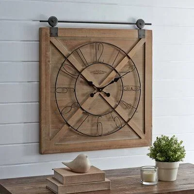 Oversized Caitlynn 27x22 Wall Clock Ophelia & Co. Finish: Brown