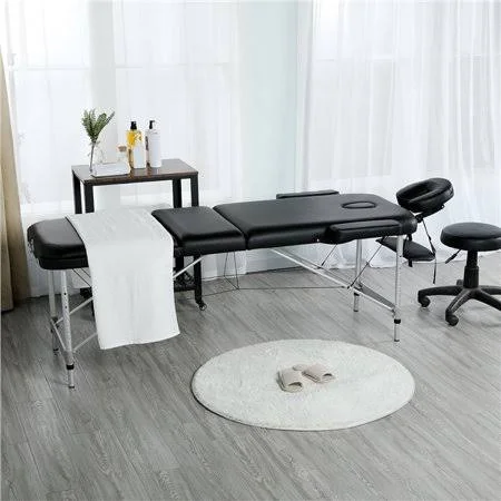 Topeakmart 3 Fold Adjustable Massage Table Massage Bed Portable Salon Bed Alloy Spa Table with Backrest/Headrest/Armrest/Hand Pa