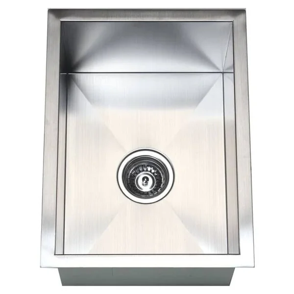 15-inch Stainless Steel 16 Gauge Zero Radius Single Bowl Kitchen Island Bar Undermount Sink