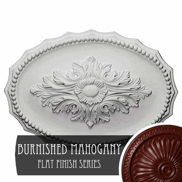16 7/8x22W x 11 3/4x22H x 1 1/2x22P Oxford Ceiling Medallion, Hand-Painted Brushed Mahogany