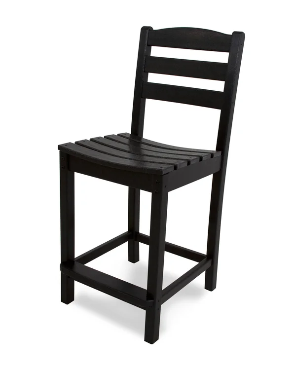 Polywood La Casa Café Counter Side Chair, Black