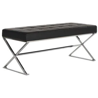 Wade Logan Bolderberg Faux Leather Bench Upholstery: Black