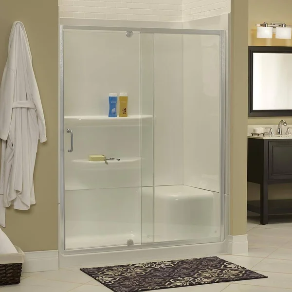 Foremost CVDP4269-CL-SV Shower Door and Panel, silver, pivot, 69 in