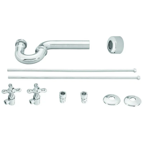 Westbrass D1838L-07 Traditional Pedestal Lavatory Kit - Cross Handles - Satin Nickel