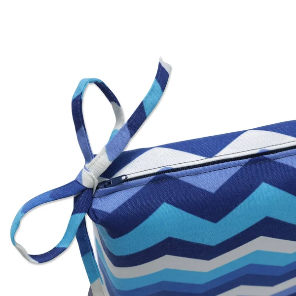 Pillow Perfect Outdoor Panama Wave Azure Squared Corners Seat Cushion (Set of 2)