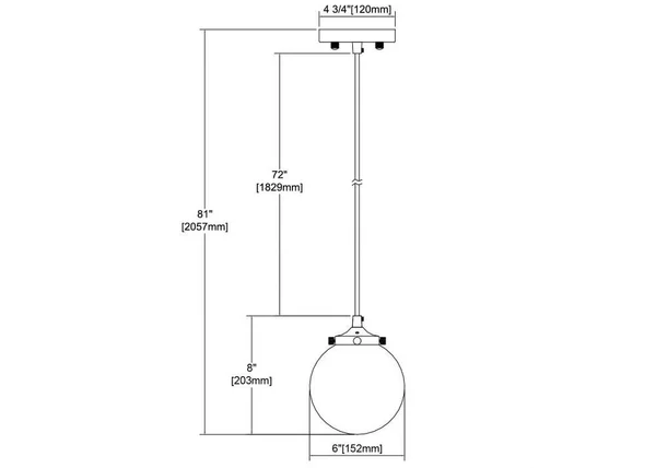 Mid-Century Modern Design - One Light Mini Pendant with Clear Glass Round Globe Matte Black/Polished Nickel Finish with Clear Gl