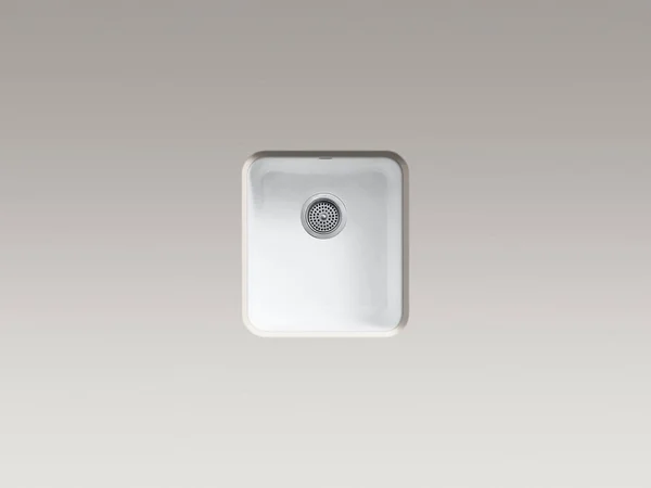 KOHLER K-6584-95 Iron/Tones 17 In. x 18-3/4 In. Top-Mount/Undermount Single Bowl Kitchen Sink, Ice Grey