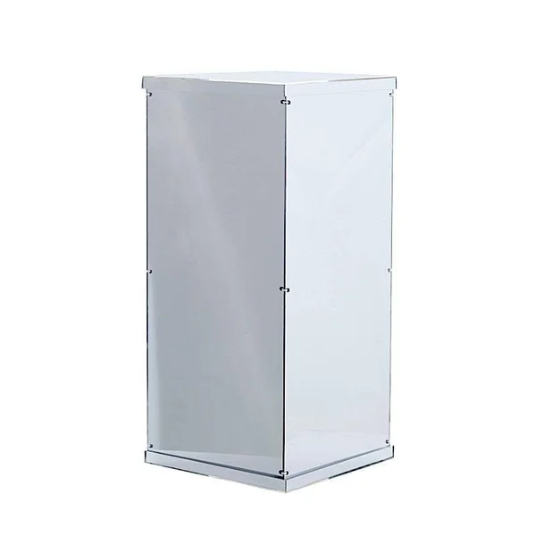 24 in Tall Silver Mirror Display Box Centerpiece Pedestal Riser Column