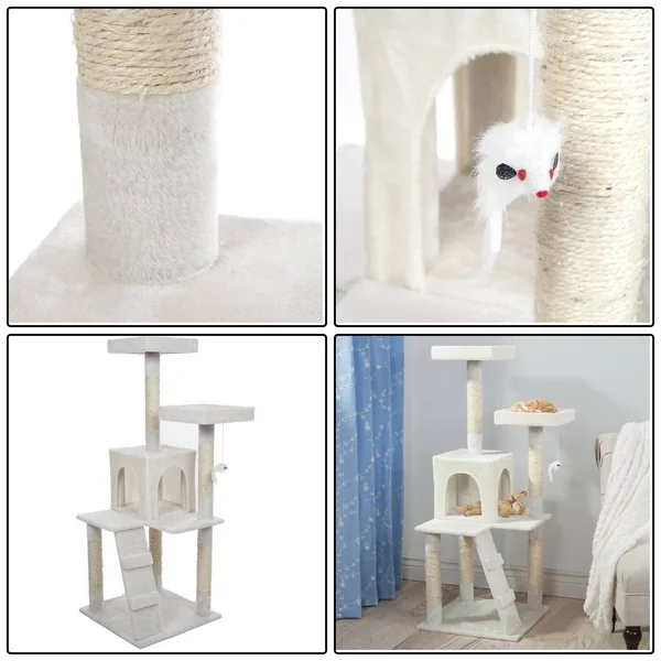 Petmaker Penthouse Sleep and Play Cat Tree 4& White