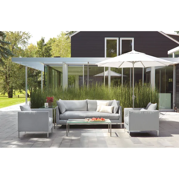 Room & Board - Modern Parsons Outdoor Coffee Table w/ 1x22 Leg 18d 18W 16h in Orange, Orange Recycled HDPE Top w/ Ocean Blu