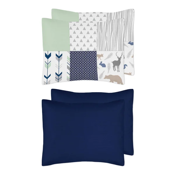 Sweet Jojo Designs 3-Piece Navy Blue, Mint and Grey Woodsy Deer Girls Full/Queen Bedding Set