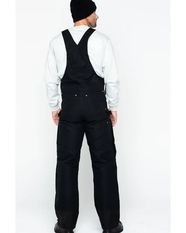 Carhartt Men's Duck Zip-to-Thigh Quilt-Lined Bib Overalls - Black