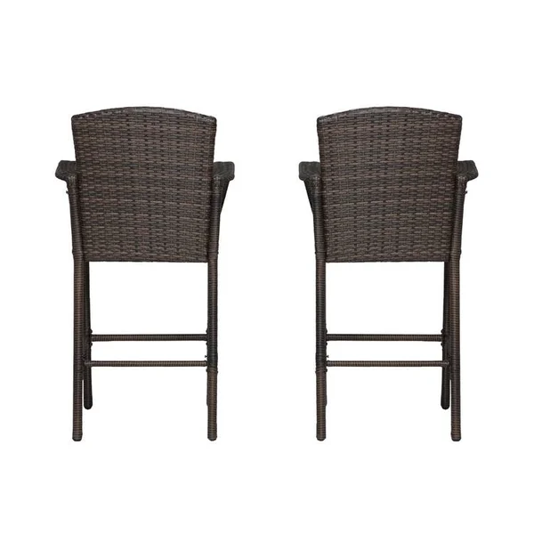 Wo 47 inch All Weather Outdoor Patio Wicker Barstool (Set of 2) - Coffee