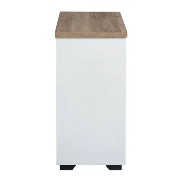 Furniture R Farmhouse Sliding Door Wood Storage Cabinet - White