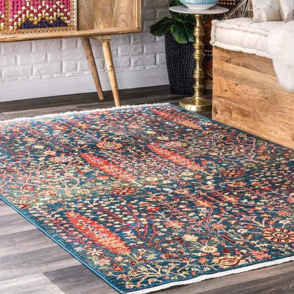 nuLOOM Rugs Dasilva Gabbeh Fringe Blue 8& x 10& Area Rug