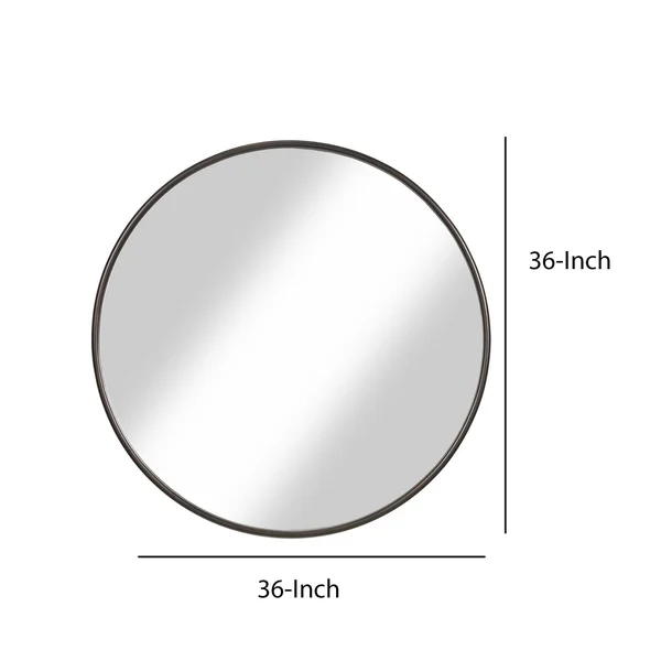 Contemporary Round Metal Framed Wall Mirror Large Bronze and Silver