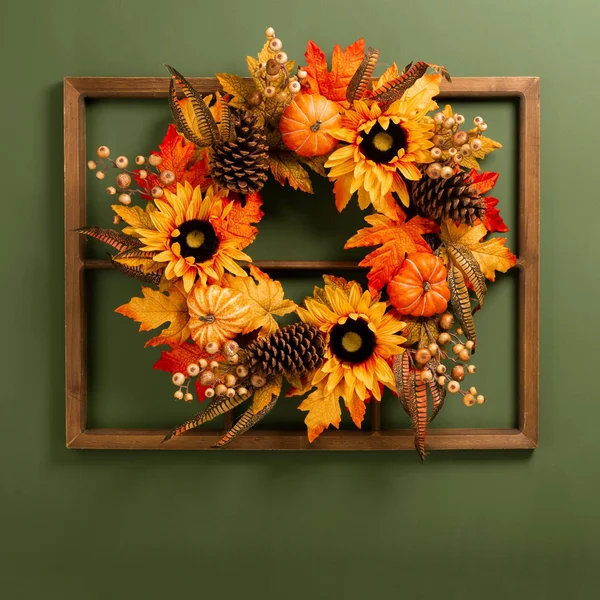 Glitzhome 22x22D Blooming Magnolia Wreath with 24x22L Bamboo Basket