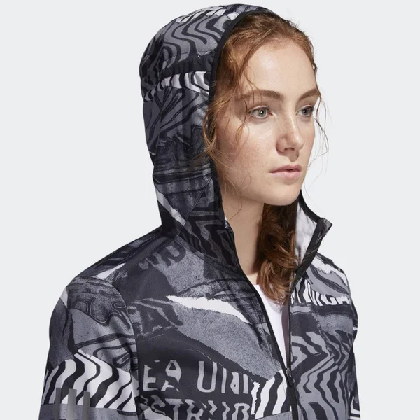 Adidas Women's Own The Run City Clash Wind Jacket - Size: Medium, Black
