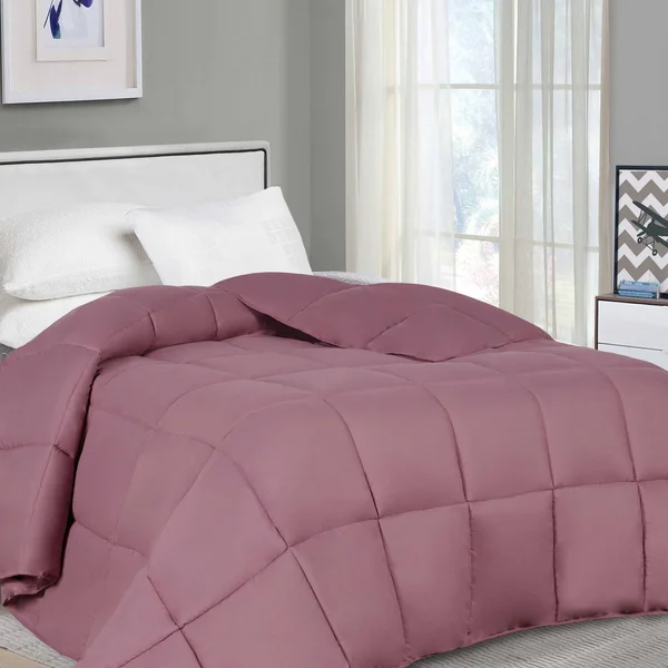 Blue Nile Mills Fluffy Luxurious Reversible Hypoallergenic Solid Down Alternative Comforter