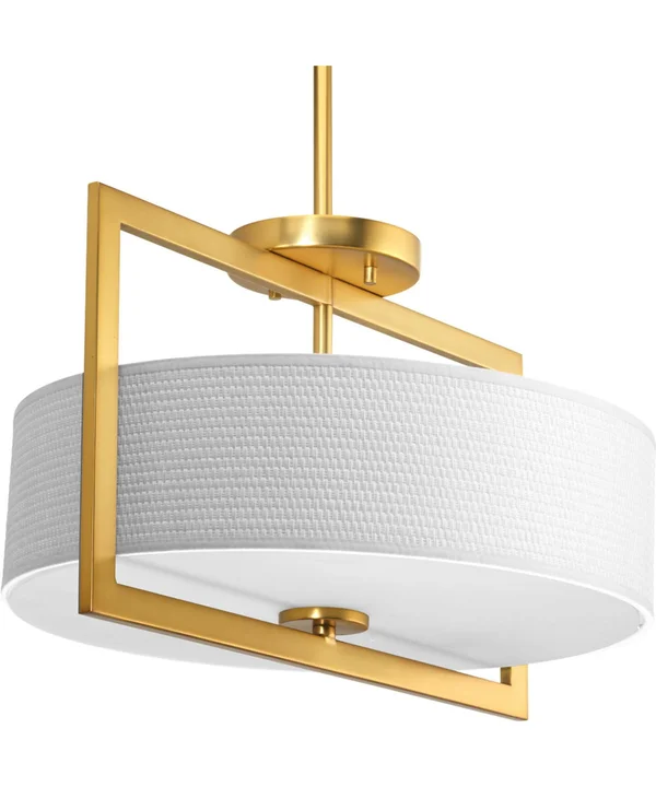 Progress Lighting P3530-137 Harmony Semi Flush Mount Light, Natural Brass