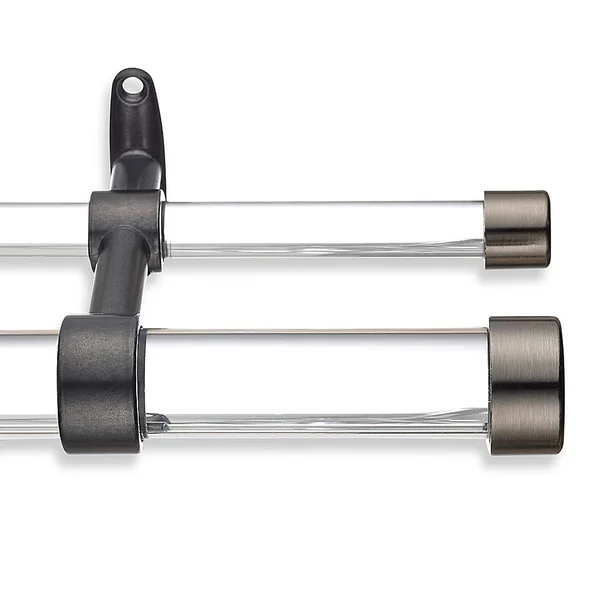 Cambria 7& Acrylic Double Curtain Rod Kit in Graphite