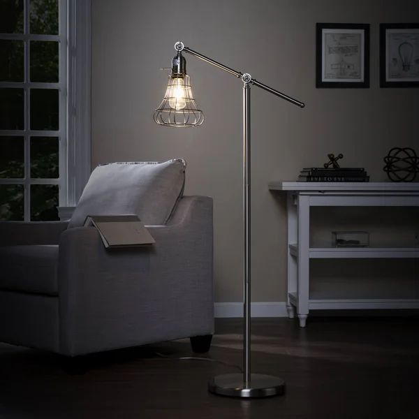 Southern Enterprises Trayden Brushed Nickel Floor Lamp
