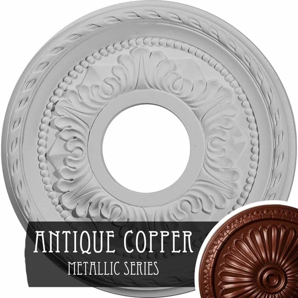 12 1/8x22OD x 3 1/2x22ID x 1x22P Palmetto Ceiling Medallion (Fits Canopies Up to 4 7/8x22) - Hand-Painted Firebrick