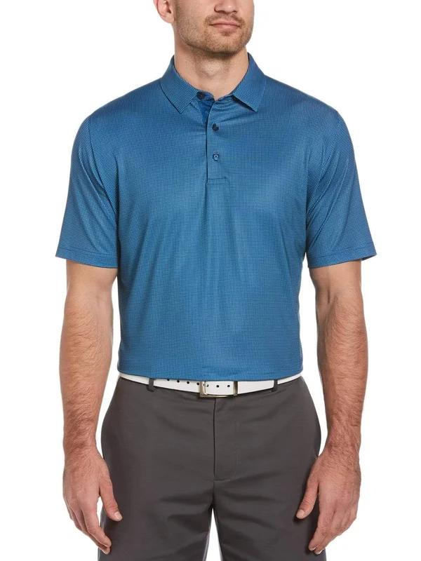 Callaway Men's Swing Tech Printed Gingham Polo Shirt - Blueberry Pancake, Size Small, Polyester/Elastane