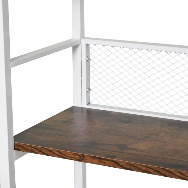 HOMCOM 3-Tier Industrial Style Storage Metal Wooden Shelf with A Robust Multi-functional Design & Adjustable Feet - White