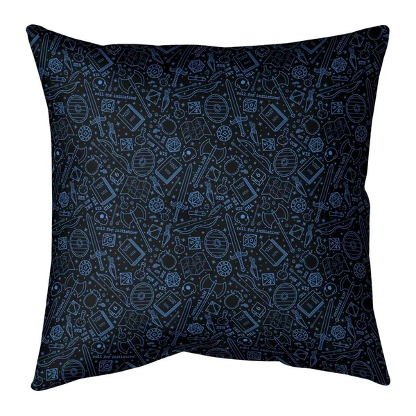 Cool Color Lines RPG Pattern Throw Pillow - 20 x 20 - Blue - Faux Suede