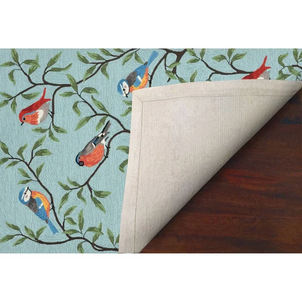 Liora Manne Ravella Birds on Branches Indoor/Outdoor Rug Blue 42 inchx66 inch