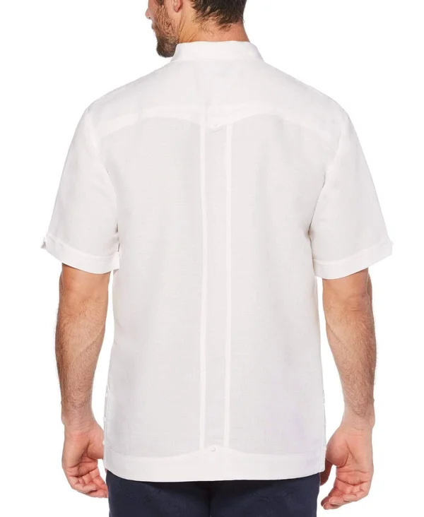 Cubavera Mens Big & Tall Ramie Embroidered Button-Down Shirt, Men's, Size: 3XL, White