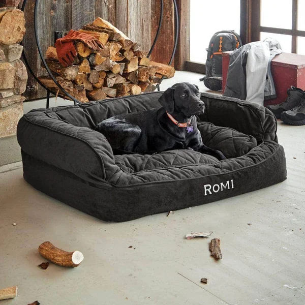 Orvis ComfortFill-Eco Couch Dog Bed - Large Dogs Up to 90lbs, Slate