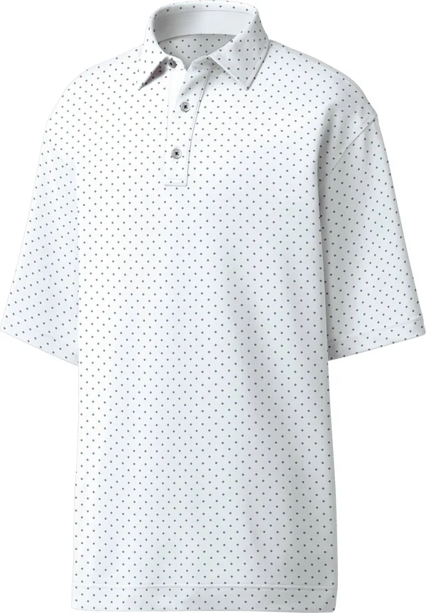 FootJoy Men's Lisle Diamond Print Golf Polo, XL, White