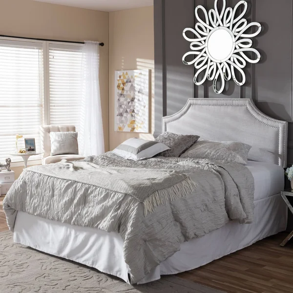 Baxton Studio Avignon Contemporary Upholstered Headboard - Greyish Beige, Full