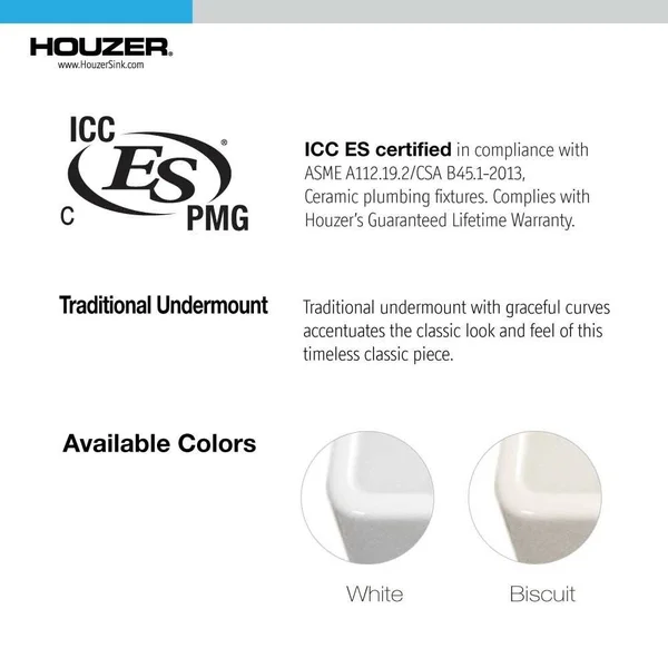Platus Fireclay 32x22 x 18x22 Apron Double Basin Kitchen Sink Houzer Finish: Biscuit