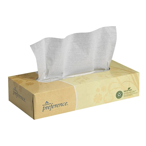 Georgia-Pacific Preference 48100 White 2-Ply Facial Tissue, Flat Box, 8.85x22 Length x 7.65x22 Width (Case of 30 Boxes, 100 Shee