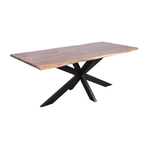 79 inch Dining Table with Live Edge Black Iron/Natural Wood Stain/Laquered/Natural Wood Stain/Laquered Finish - 2499-BEL-4346910
