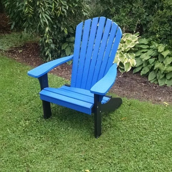 Poly Fanback Adirondack Chair with Black Frame, Size: 5.5, Red