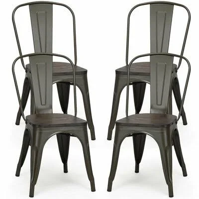 Christyn Slat Back Stacking Side Chair Williston Forge Color: Gun