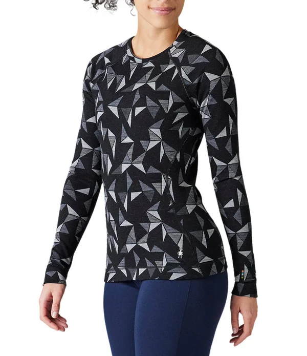 Smartwool Merino 250 Baselayer Pattern Crew - Women's Black Pinwheel, L