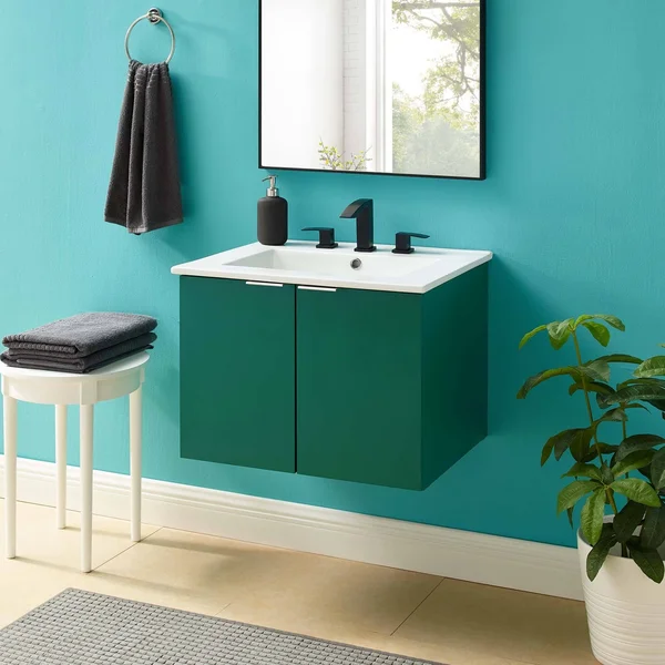 Modway Maybelle 24x22 Wall-Mount Bathroom Vanity EEI-5379, Navy White
